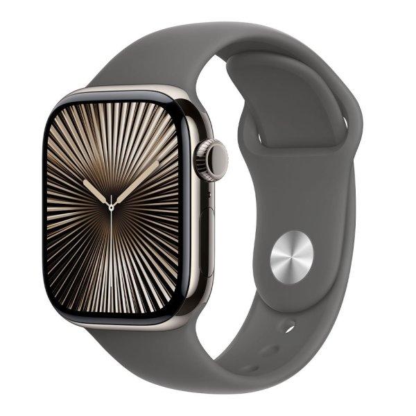 Apple Watch Series 10 GPS + Cellular 46mm Natural Titanium Case with Stone Grey
Sport Band - S/M