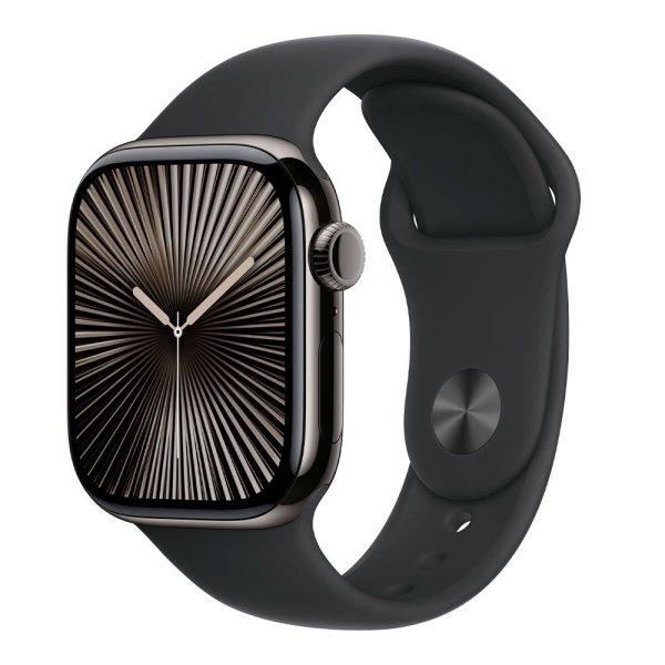 Apple Watch Series 10 GPS + Cellular 46mm Slate Titanium Case with Black Sport
Band - S/M