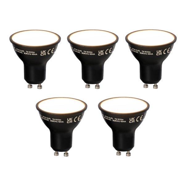 5 db Smart GU10 szabályozható LED lámpa fekete 7W 600 lm 3000K