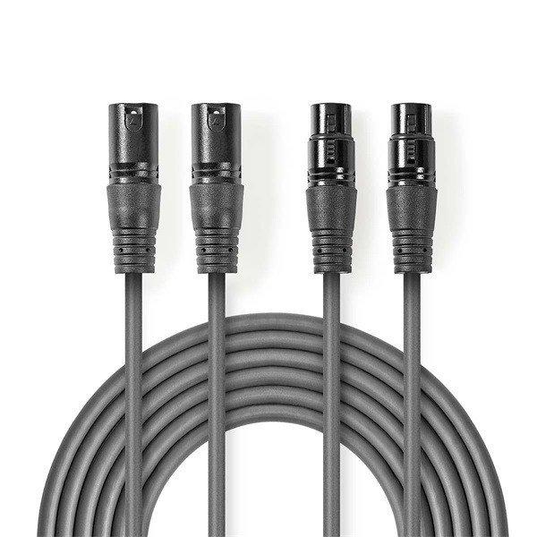 Nedis COTH15030GY15 félprofi XLR audio kábel, 2 x XLR 3p dugó - 2 x XLR 3p
aljzat, 1.5m, rugalmas
