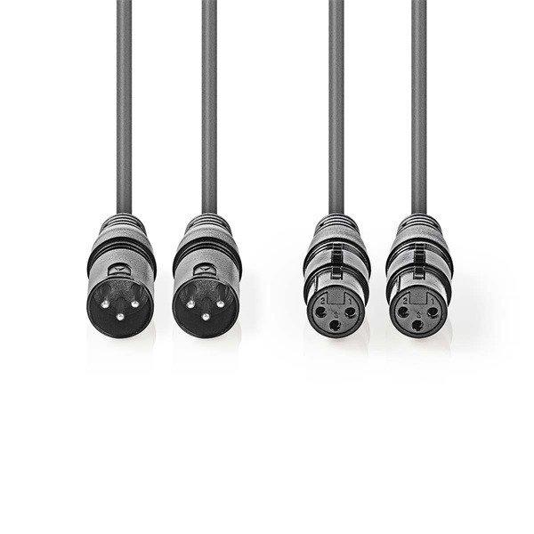 Nedis COTH15030GY30 félprofi XLR audio kábel, 2 x XLR 3p dugó - 2 x XLR 3p
aljzat, 3m, rugalmas