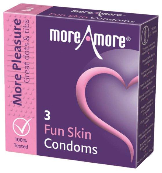 More Amore Single: Fun Skin, 3 condoms with ribs and dots