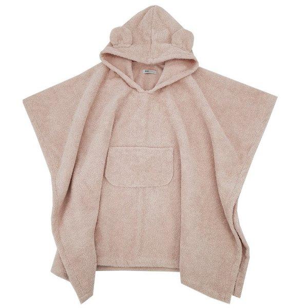 EKO Pončo pamutból kapucnival és fülekkel Powder pink 75x120 cm