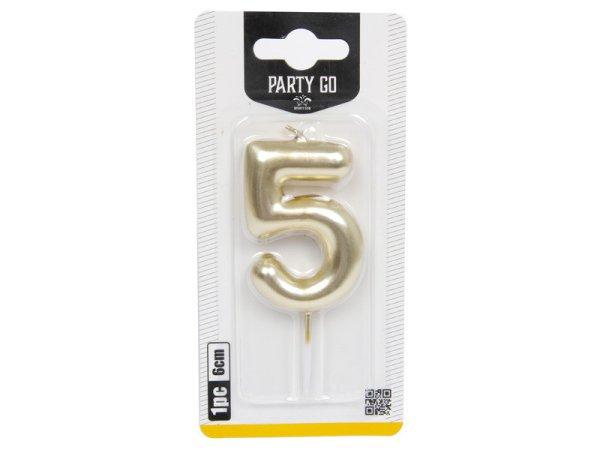5-s szám gyertya ARANY 6 cm