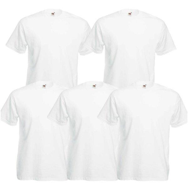 5 db Fruit of the Loom rövid ujjú póló, erősített nyakrész, duplasoros
varrás, unisex, fehér - S