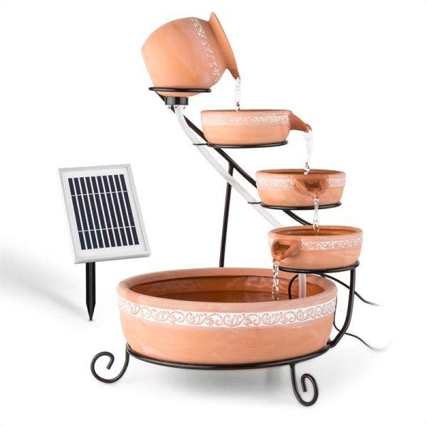 Blumfeldt Empoli, vízeséses szökőkút, terrakotta, 5 szint, 200 l/h,
napelemes, 2 W, LED