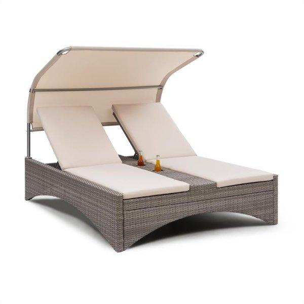 Blumfeldt Eremitage Double Lounger, kétszemélyes napozóágy, alumínium /
rattan, sötétszürke