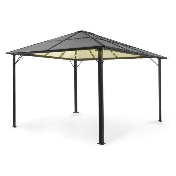 Blumfeldt Pantheon Solid Sky Ambient Solar, pavilon tetővel, 3 × 4 m,
polikarbonát, alumínium, megvilágított