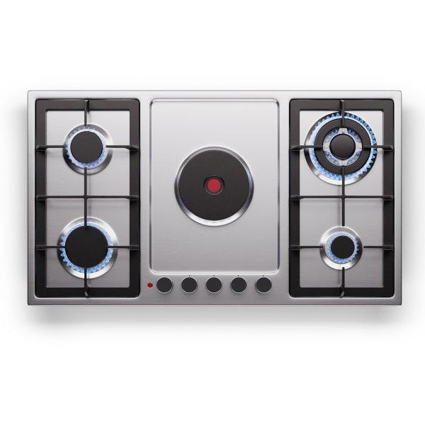 Klarstein MultiChef 5 Hot Plate, villany és gáz főzőlap, 5 főzőzóna, 4
égő, 1 villany főzőlap