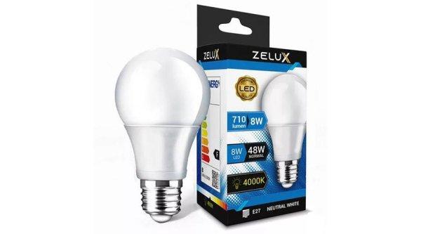 Zelux Led Globe A60 8W E27 4000K Gömb Izzó