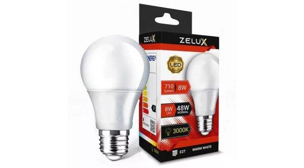 Zelux Led Globe A60 8W E27 3000K Gömb Izzó