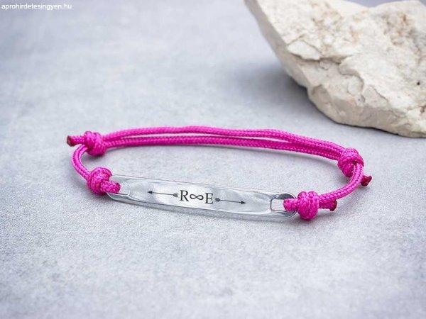 Egyetlen egyedi lapbetétes pink microcord karkötő
