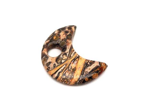Jáspis leopárd medál átfúrt félhold 30mm