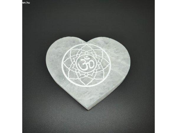 Szelenit szív lapos om mandala 7-8cm