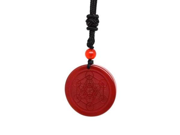 Kör metatron karneol medál zsinóron 3,5cm