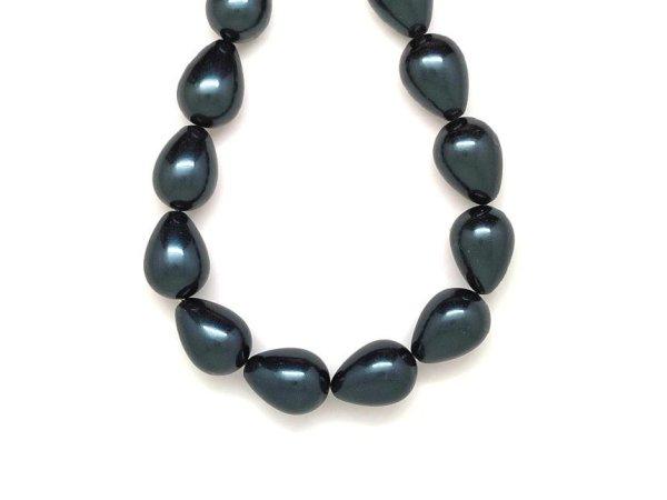Kagyló bevonatos acélkék csepp 14x19mm