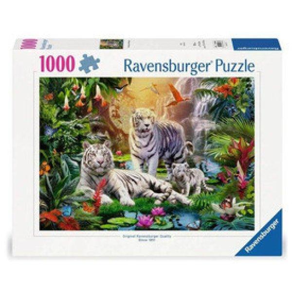 Puzzle 1000 db - Fehér tigriscsalád