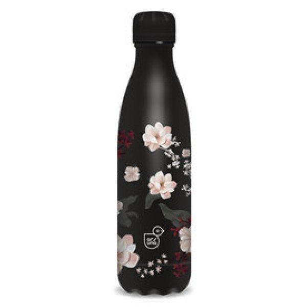 Duplafalú fémkulacs 600ml- Flowery black