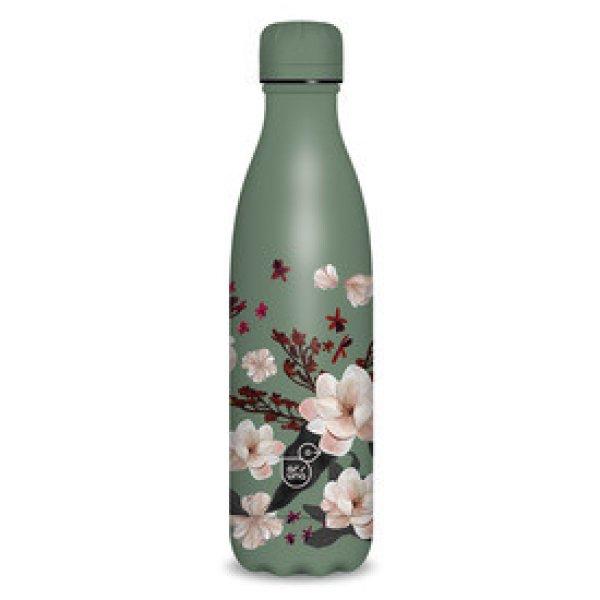 Duplafalú fémkulacs 600ml- Flowery pink