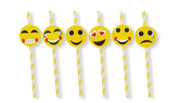6 db Smiley papír szívószál