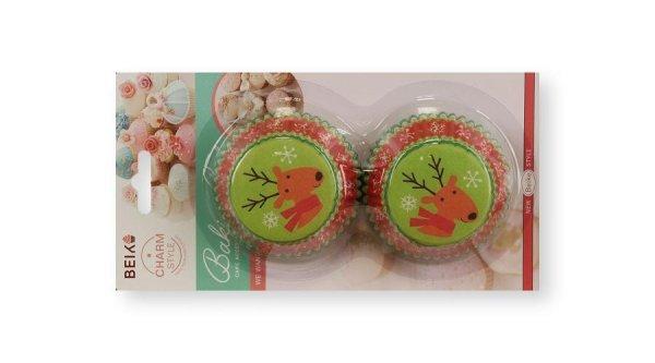 50 db-os rénszarvasos karácsonyi muffin papír