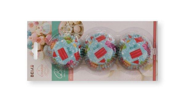 100 db-os világoskék alapon ajándékcsomag mintás karácsonyi minimuffin
papír