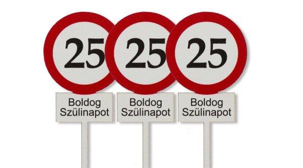 3 db 25-ös tábla Boldog Szülinapot felirat sziluett tortadísz