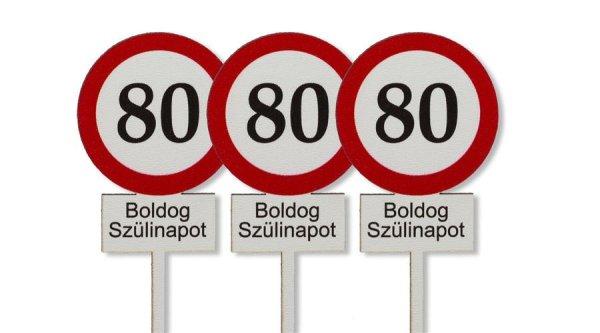 3 db 80-as tábla Boldog Szülinapot felirat sziluett tortadísz
