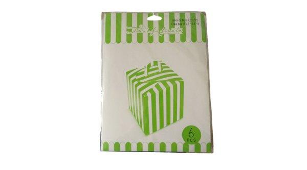 6 db zöld csíkos sütis doboz 9*9*8 cm