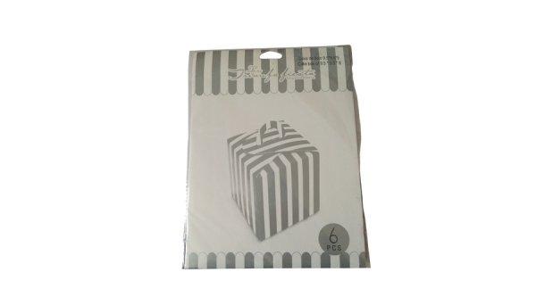 6 db ezüst csíkos sütis doboz 9*9*8 cm