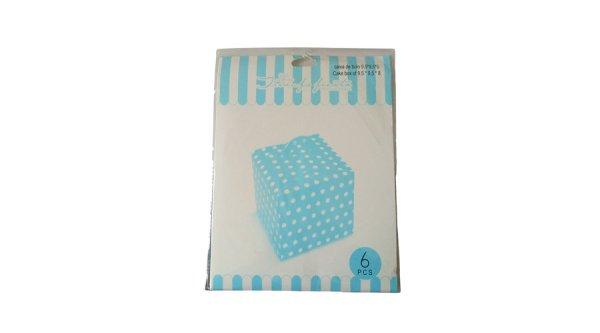 6 db kék pöttyös sütis doboz 9*9*8 cm