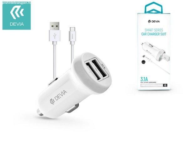 DEVIA Smart Series Car Charger Suit USB szivargyújtó töltő adapter + Type-C
adatkábel 1 m vezetékkel