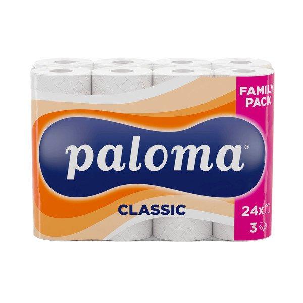 Toalettpapír, WC papír, 24 tekercs, 3 réteg, 82 lap, Paloma Classic - KARTON