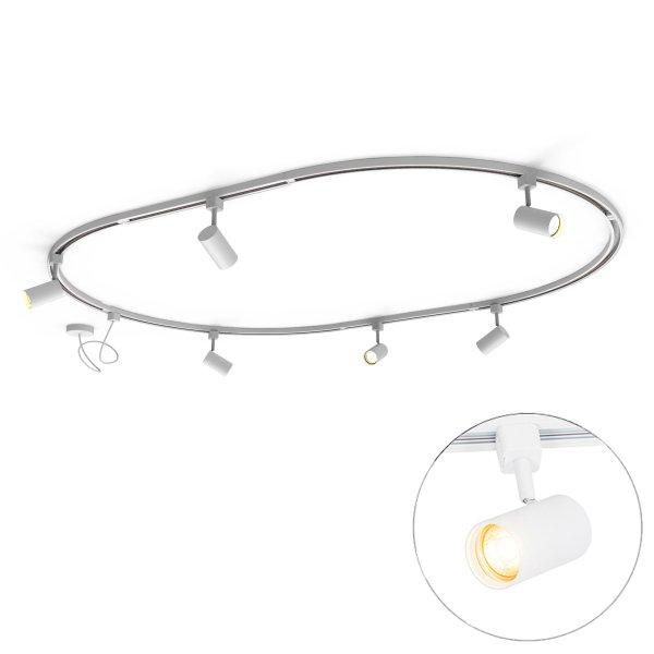 Modern sínrendszer 6 fehér spotlámpával, 1 fázisú ovális 100 cm - Iconic
Jeana