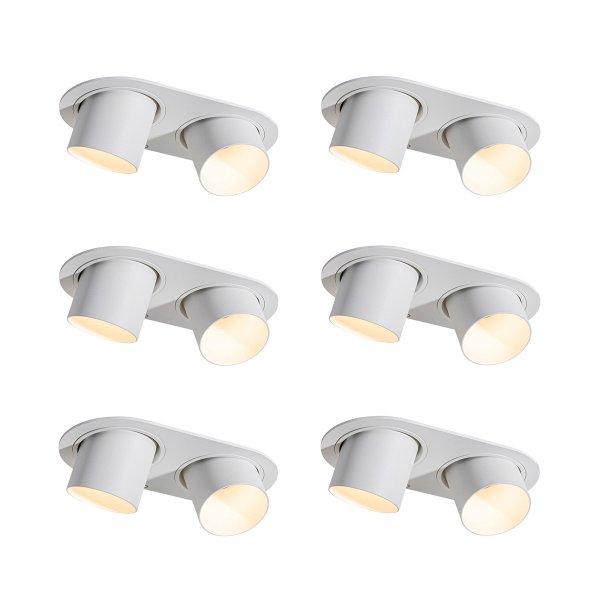 6 darabos süllyesztett spotlámpa szett fehér GU10 50mm 2-fényű - Installa