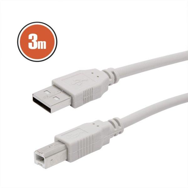 USB kábel 2.0, A dugó - B dugó, 3,0 m