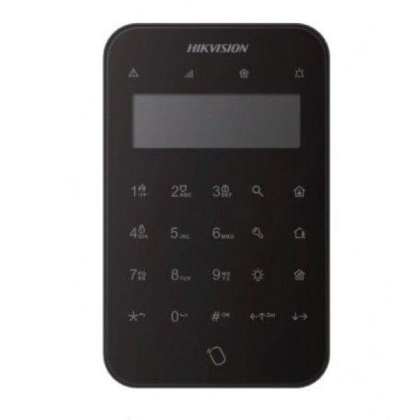 Hikvision DS-PK1-LT-WE/Black Vezeték nélküli LCD+LED kezelő AXPro
központokhoz, 868 MHz, fehér, 4x CR123A elem, fekete