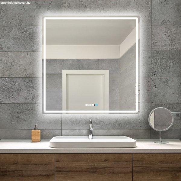 Welland 8080E LED tükör - fényerő + színhőfok szabályozás +
páramentesítő + óra + mozgásérzékelő - 80 x 80 cm