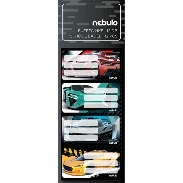 Füzetcímke 12db-os, Sportautó, vegyes minták, Nebulo