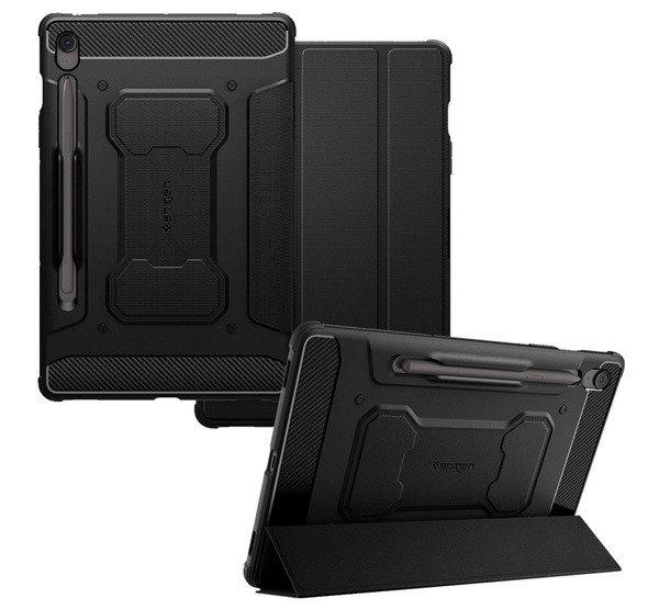 SPIGEN RUGGED ARMOR PRO tok álló (aktív FLIP, ütésállóság, TRIFOLD,
asztali tartó, ceruza tartó) FEKETE Samsung Galaxy Tab S10 FE Plus WIFI
(SM-X626), Galaxy Tab S10 FE Plus LTE (SM-X620)