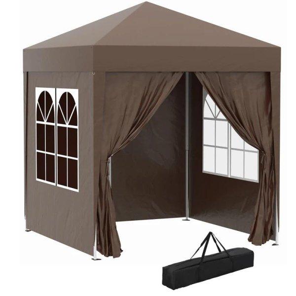 Pop-up  pavilon összecsukható sátor hordozótáskával 2x2 m 4db oldalfallal
barna