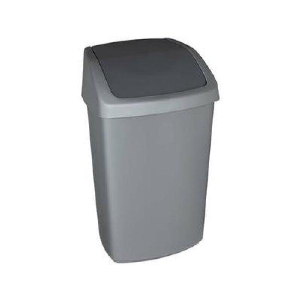 Billenős szemetes, 50 l, CURVER "Swing top", ezüst/grafit
