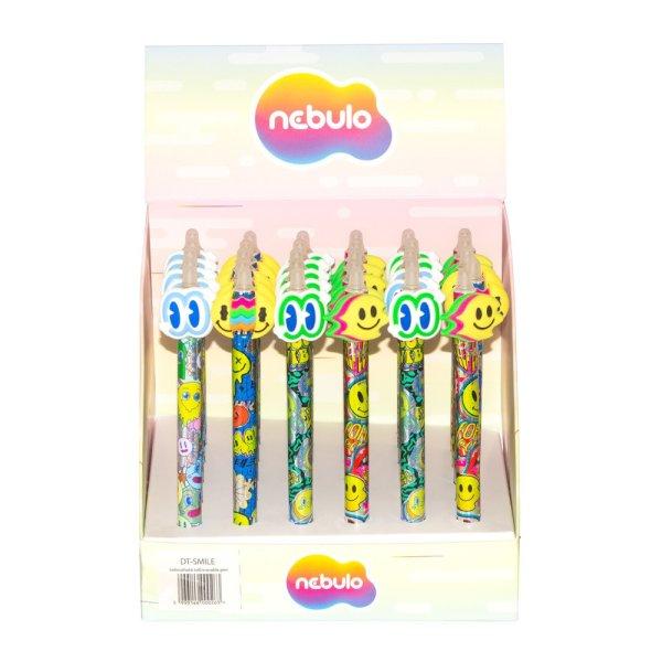 Zseléstoll radírozható, nyomógombos, smile, 36 db/display Nebulo