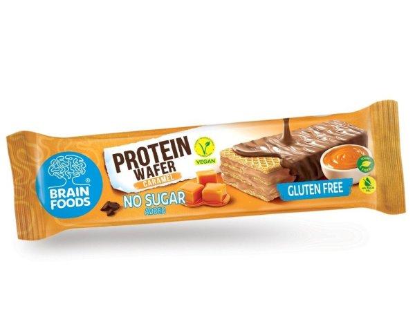 Brain Foods gluténmentes ostyaszelet csokoládéba mártott, karamellás
kakaós krémmel töltött proteinnel édesítőszer 40 g