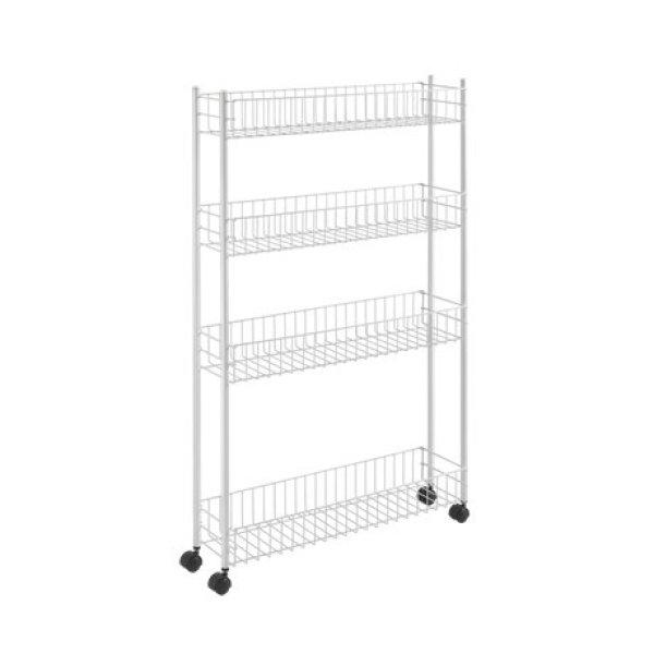Metaltex MX341434 fino-4 extra keskeny 4 polcos gurulós tároló, fehér,
58x16x95 cm