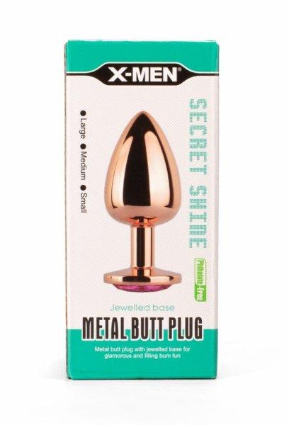 X-MEN Secret Shade Metal Butt Plug Rose L - Fém anál plug L - 9,5cm (Arany
színű-Rózsaszín)