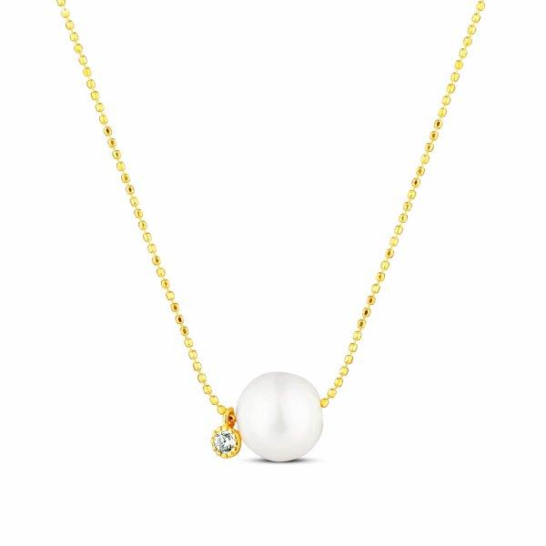 JwL Luxury Pearls Gyengéd nyaklánc fehér gyönggyel és csillogó cirkónium
kővel JL0860
