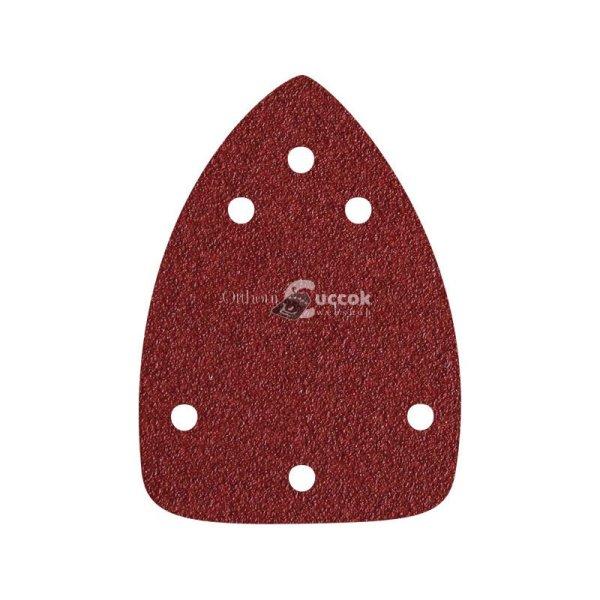 EXTOL PREMIUM delta csiszolópapír, lyukas klt. 10db, 97×140 mm; 6 db lyukkal,
P80, 407130 csiszológéphez