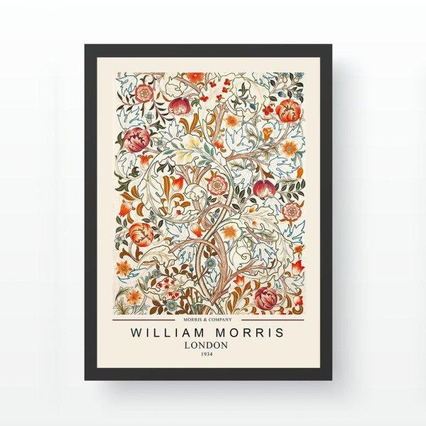 Falikép, virágok, piros - narancssárga - bézs, 35x45 cm - WILLIAM MORRIS -
Butopêa