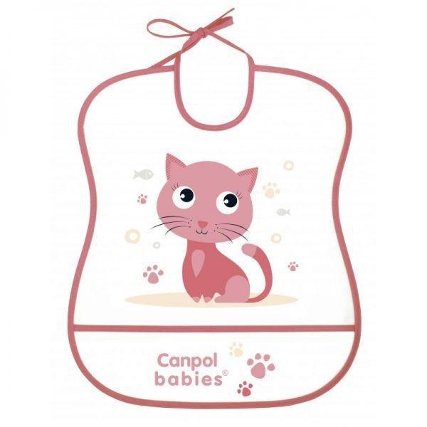 CANPOL BABIES Műanyag puha előke Cute Animals cicus
